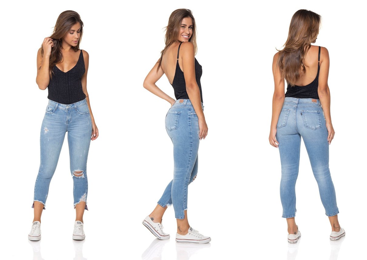 dz2861 calca jeans skinny cropped media denim zero tripla