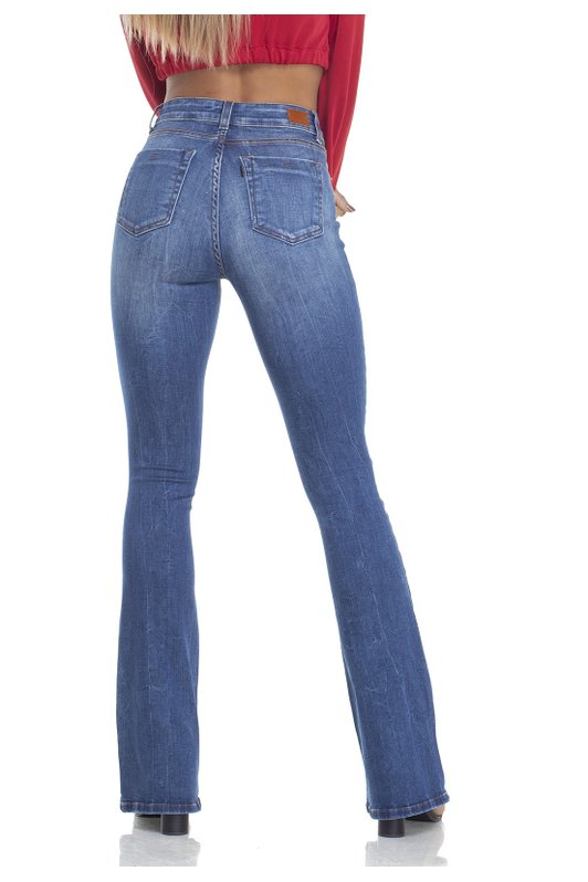 dz2916 calca jeans flare media estonada costas prox denim zero