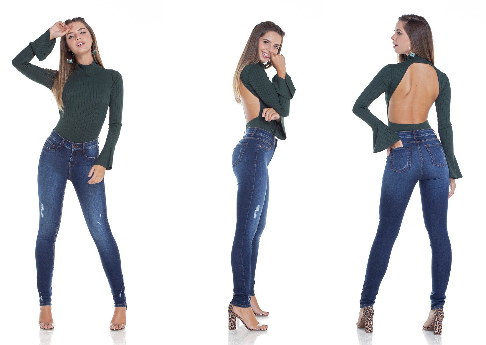 dz2902 calca jeans skinny media com puidos tripla denim zero