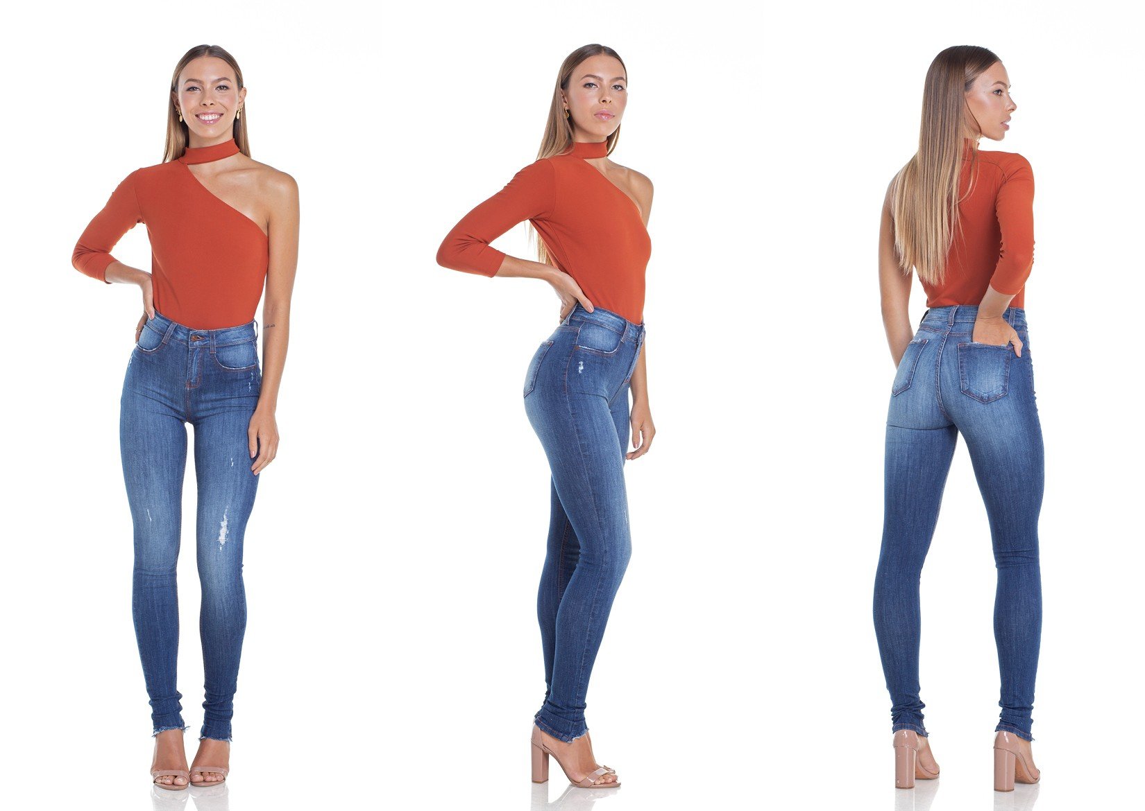 dz2934 calca jeans skinny media com puidos tripla denim zero