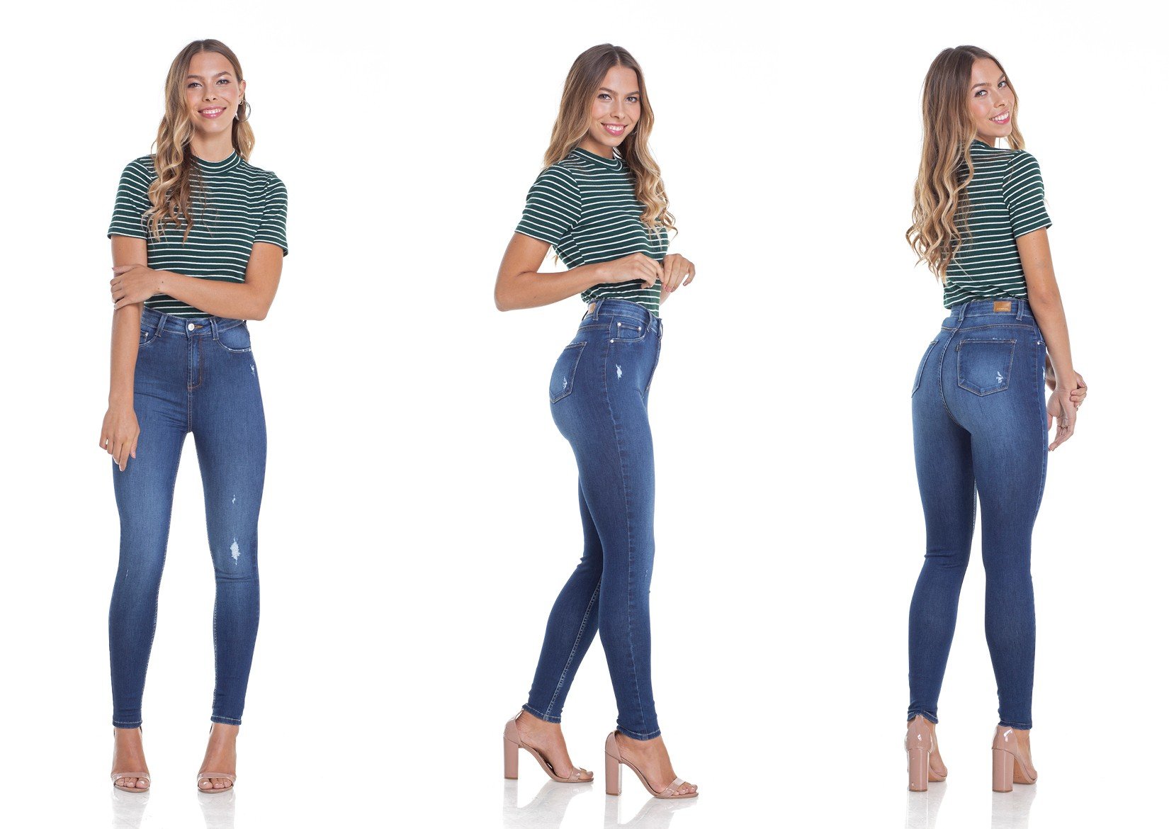 dz2952 calca jeans skinny cintura alta tripla denim zero