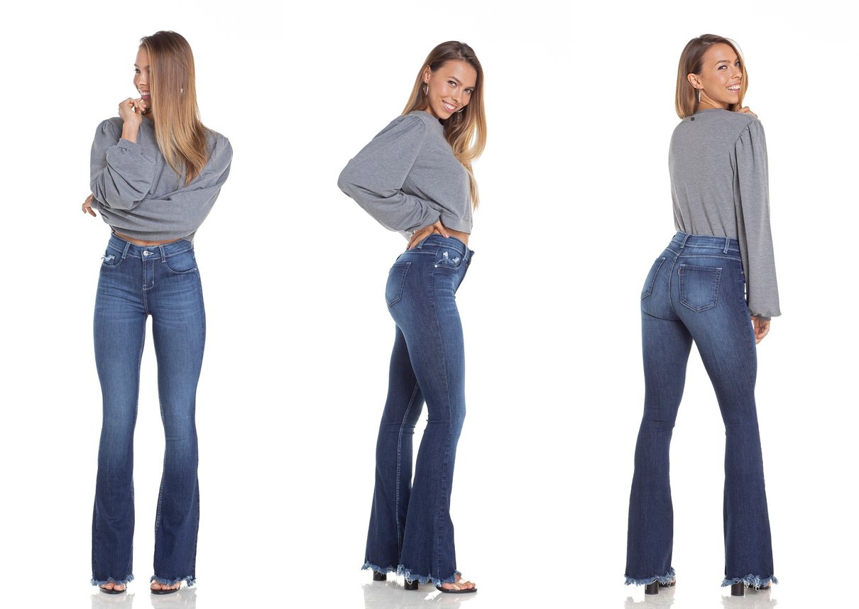 dz2949 calca jeans flare media com bigodes tripla denim zero