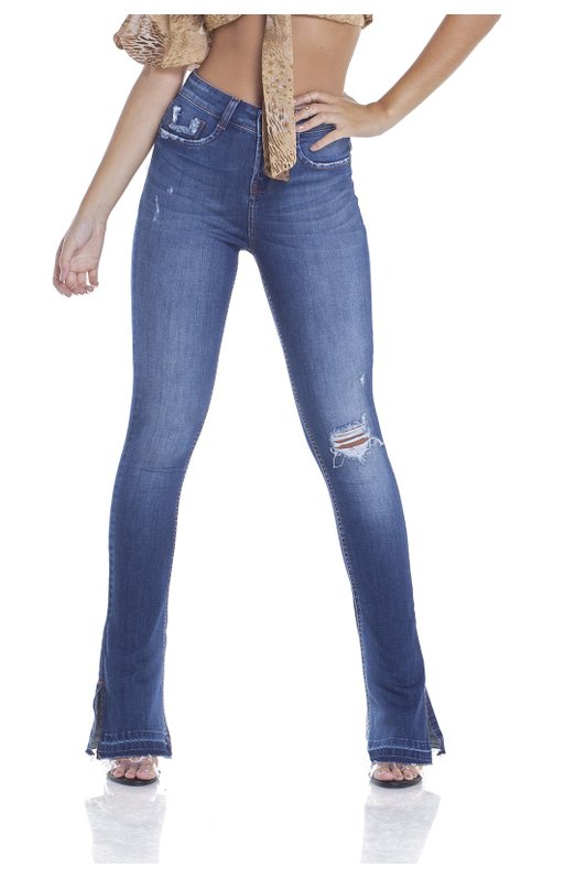 dz2948 calca jeans new boot cut com rasgos e bigodes frente crop denim zero