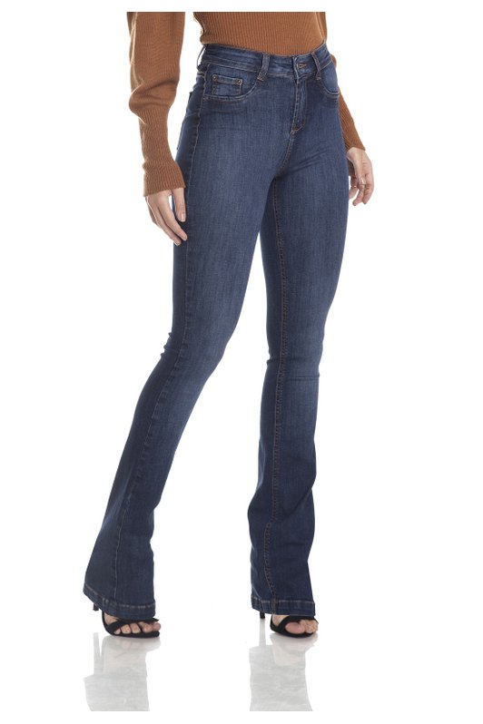 dz2957a calca boot cut media classica jeans escuro frente crop denim zero