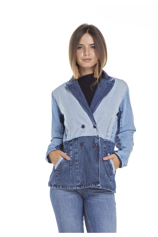 dz9094 blazer jeans feminino alongado frente crop denim zero