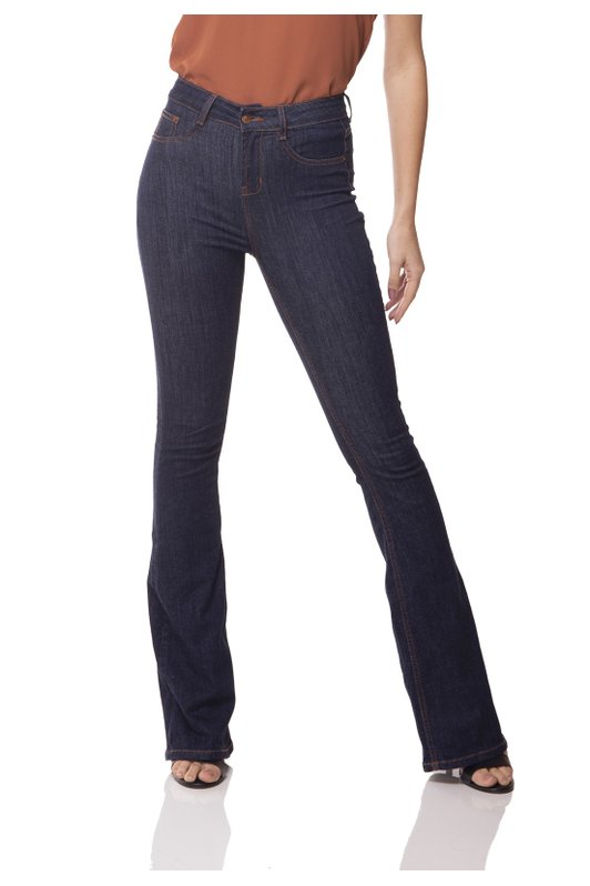 dz3073 calca jeans flare media escura denim zero frente prox