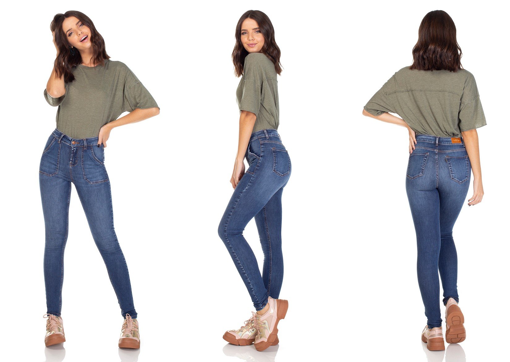 dz3082 calca jeans skinny media com bolso sobreposto denim zero tripla