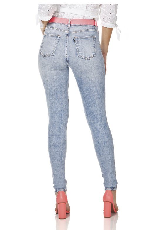 dz3086 calca jeans feminina skinny media com cinto denim zero costas prox