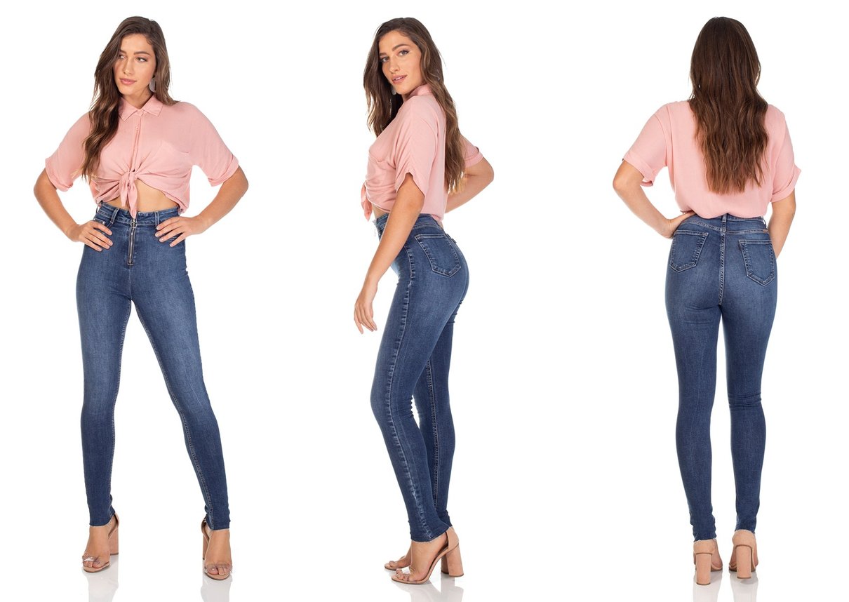 dz3105 calca jeans skinny cintura alta hot pants com ziper denim zero tripla