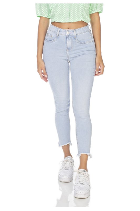 dz3225 calca jeans feminina skinny cropped barra irregular denim zero frente prox