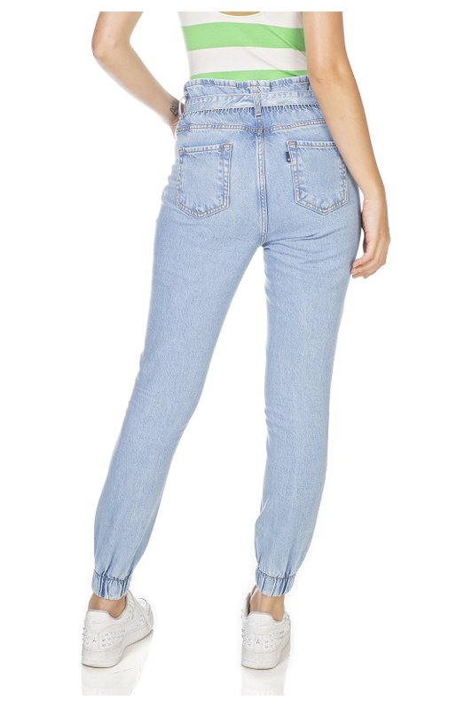 dz3231 calca jeans feminina mom com cinto denim zero costas prox