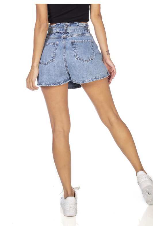 dz6359 shorts saia jeans feminino clochard com cinto dnim zero costas prox