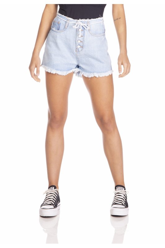 dz6360 shorts jeans feminino setentinha com cordao denim zero frente prox