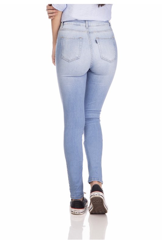 dz3253 calca jeans feminina skinny media com estampa denim zero costas prox
