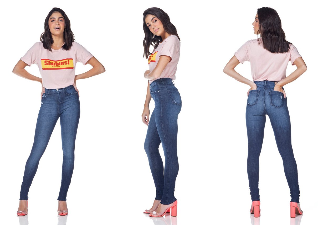 dz3097 calca jeans skinny media com puidos denim zero tripla