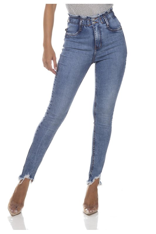 dz3286 calca jeans feminina skinny media cigarrete elastico no cos denim zero frente prox