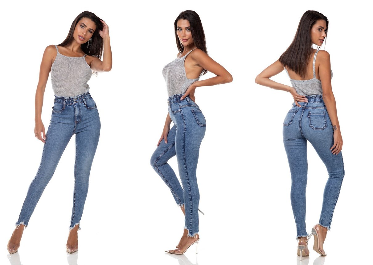 dz3286 calca jeans feminina skinny media cigarrete elastico no cos denim zero tripla