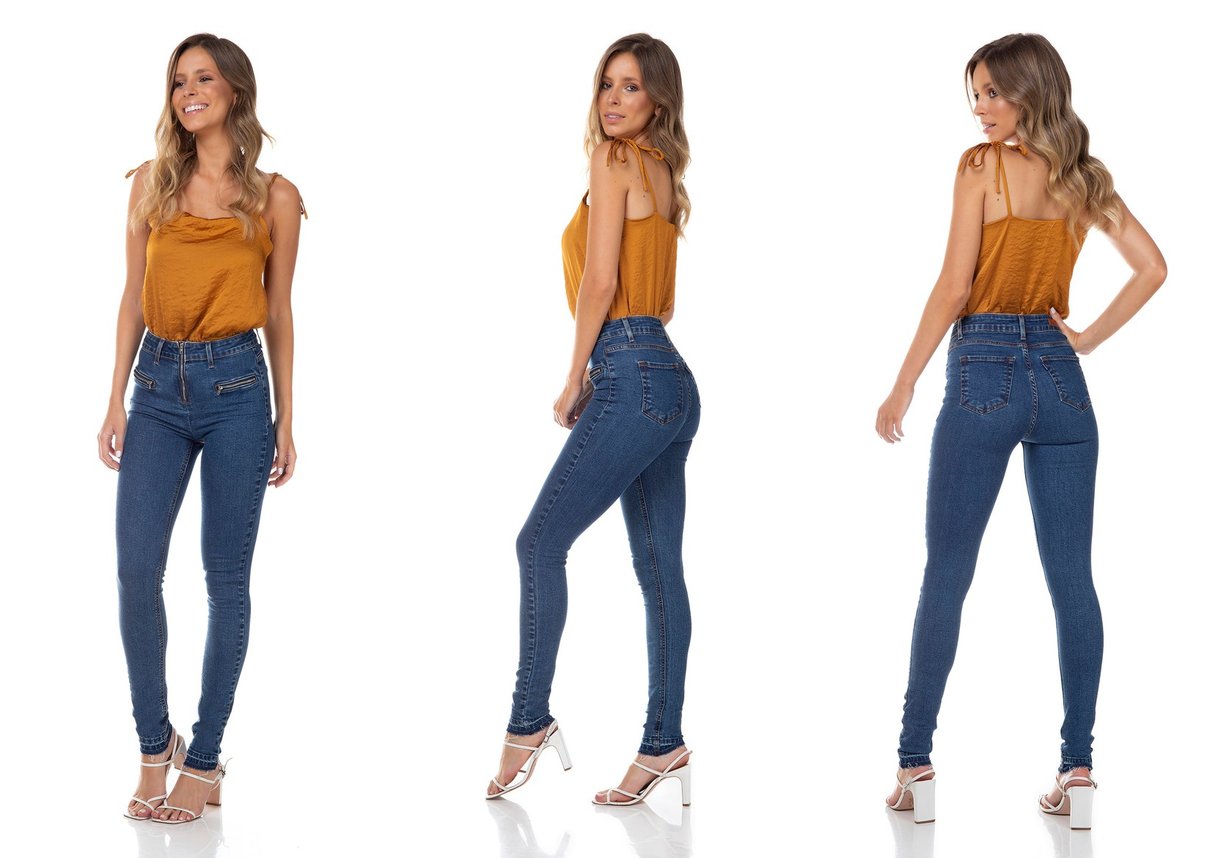 dz3344 calca jeans feminina skinny media fechamento com ziper denim zero tripla