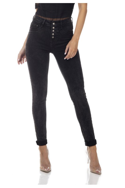 dz3340 calca jeans feminina skinny media com botoes denim zero frente prox