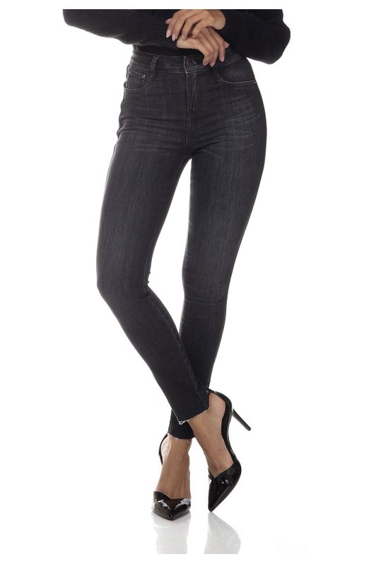 dz3314 calca jeans feminina skinny media cigarrete listra lateral denim zero frente prox