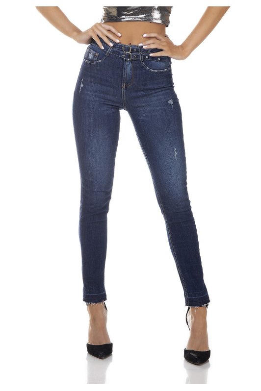dz3336 calca jeans feminina sinny media cigarrete cinto duplo denim zero frente prox