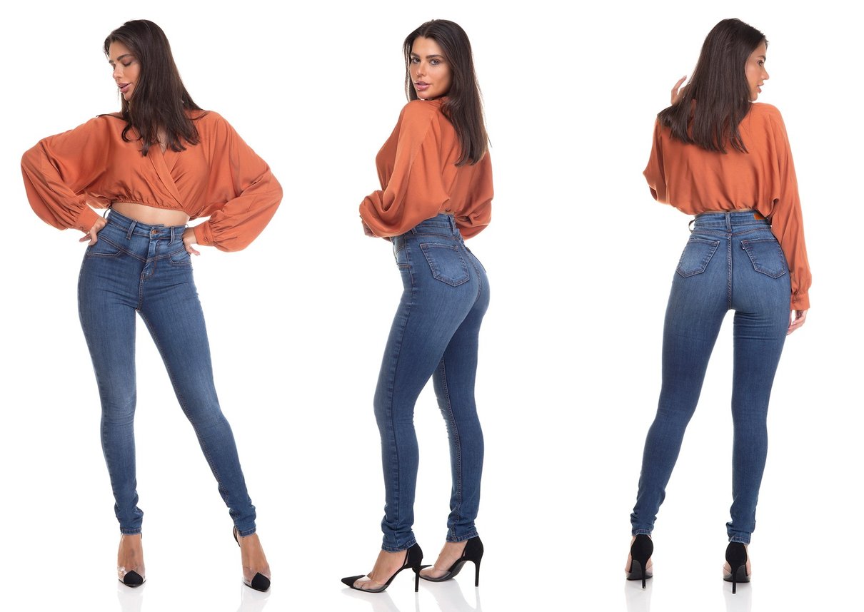 dz3379 calca jeans feminina skinny hot pants recorte frontal denim zero tripla