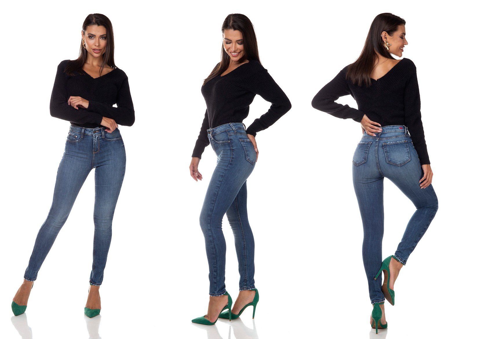 dz3348 calca jeans feminina skinny media cigarrete tradicional denim zero tripla