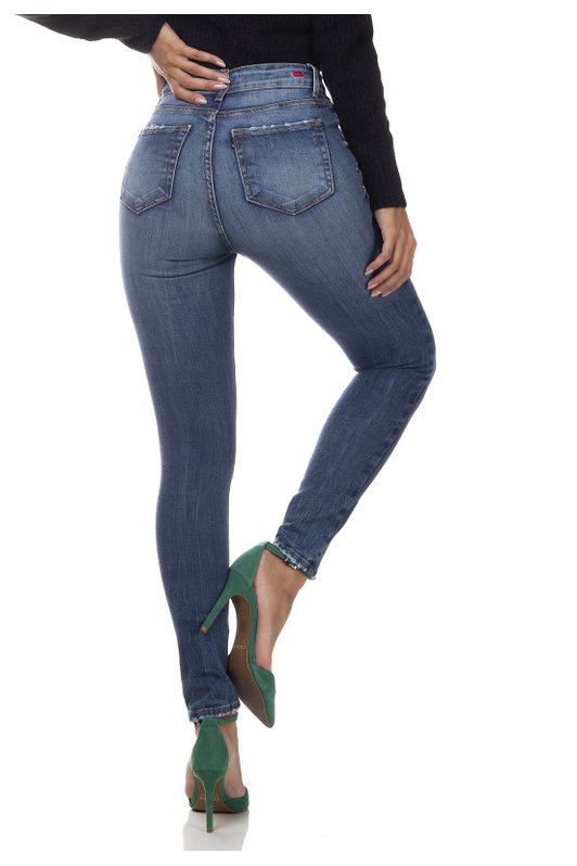 dz3348 calca jeans feminina skinny media cigarrete tradicional denim zero costas prox