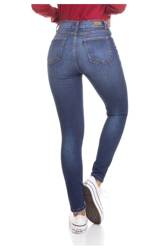 dz3368 calca jeans feminina skinny media cigarrete com puidos denim zero costas prox