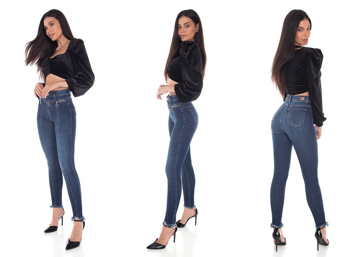 dz3404 calca jeans feminina skinny media cigarrete recorte frontal denim zero tripla
