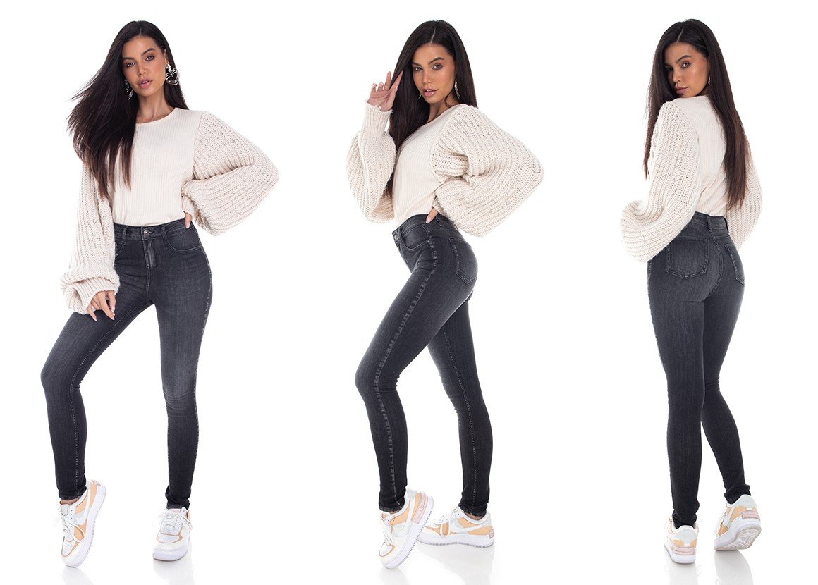 dz3406 calca jeans feminina skinny media estonada denim zero tripla