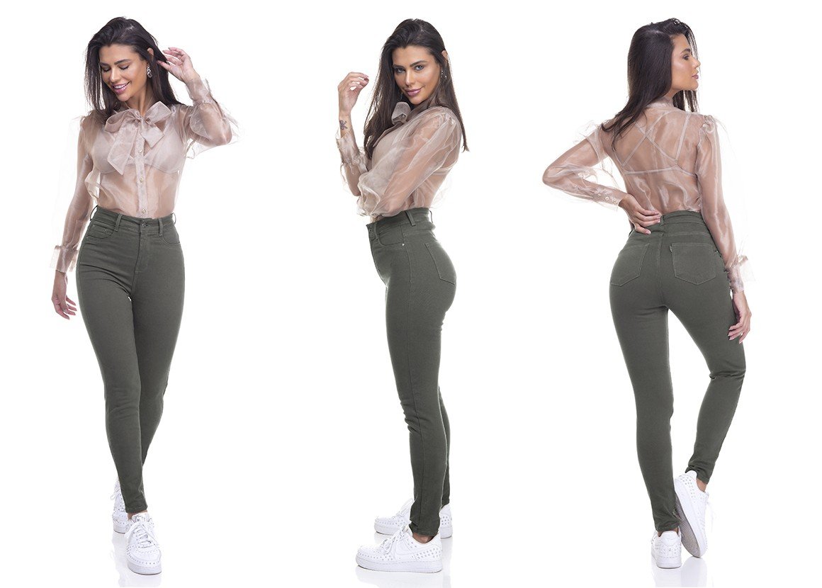 dz3305 calca jeans feminina skinny hot pants colorida verde aspargo denim zero tripla