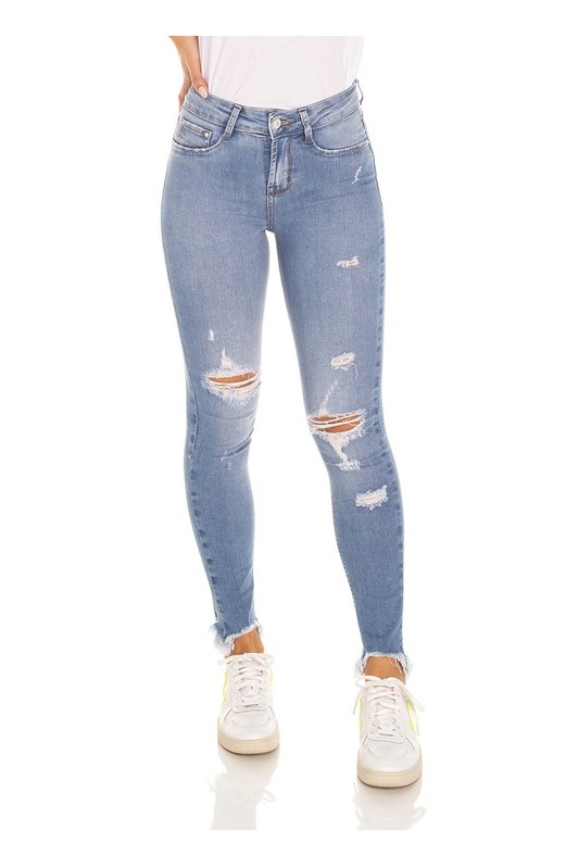 dz3569 calca jeans feminina skinny media cigarrete com puidos denim zero frente prox