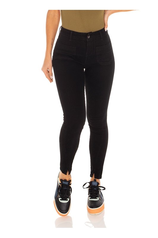 dz3441 calca jeans feminina skinny media cigarrete fenda na barra denim zero frente prox