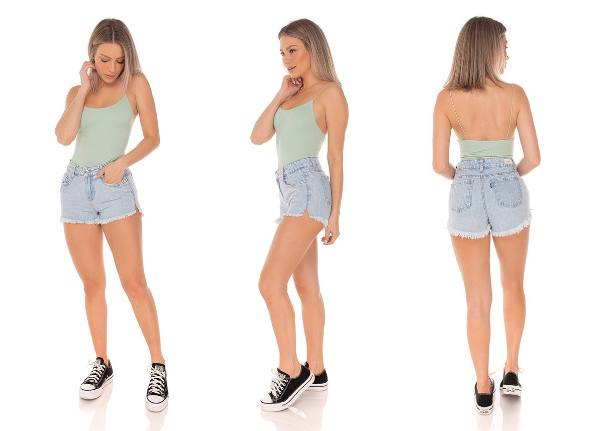 dz6332 shorts jeans feminino young fenda lateral denim zero tripla