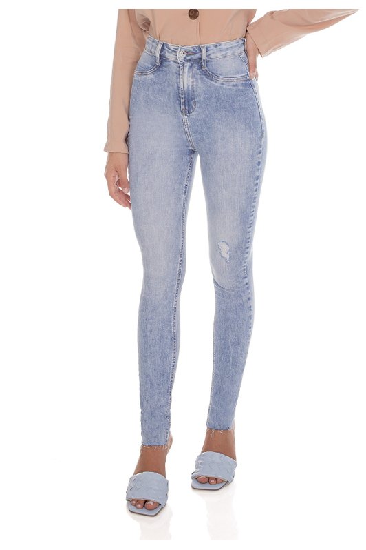 dz3599 com calca jeans feminina skinny hot pants barra corte a fio denim zero frente prox