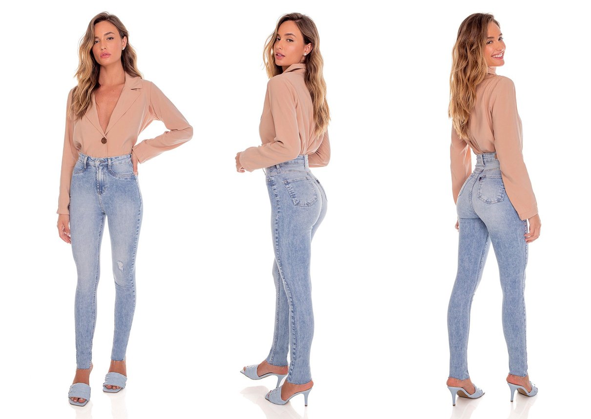 dz3599 com calca jeans feminina skinny hot pants barra corte a fio denim zero tripla