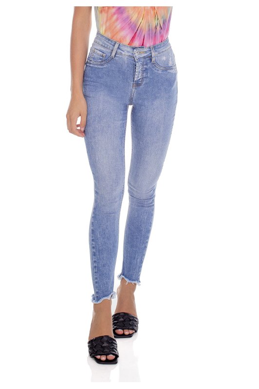 dz3603 com calca jeans feminina skinny media cigarrete barra irregular frente prox