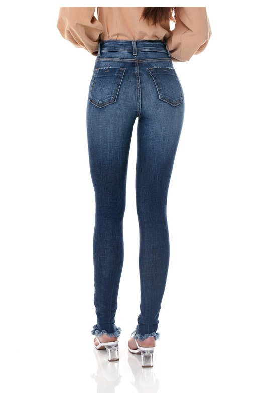 dz3644 com calca jeans feminina skinny media com barra irregular denim zero costas prox