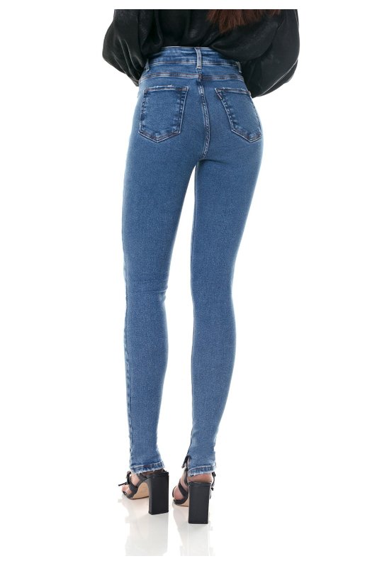 dz3647 com calca jeans feminina skinny media com abertura na barra denim zero costas prox