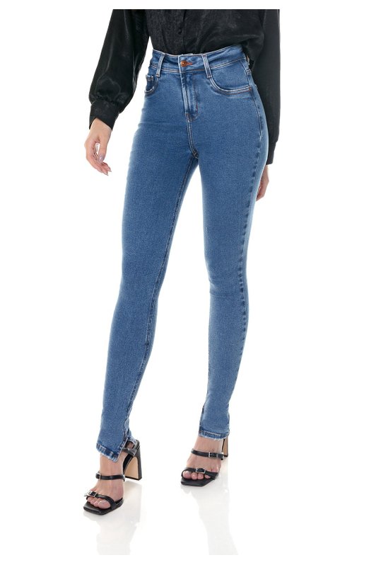 dz3647 com calca jeans feminina skinny media com abertura na barra denim zero frente prox