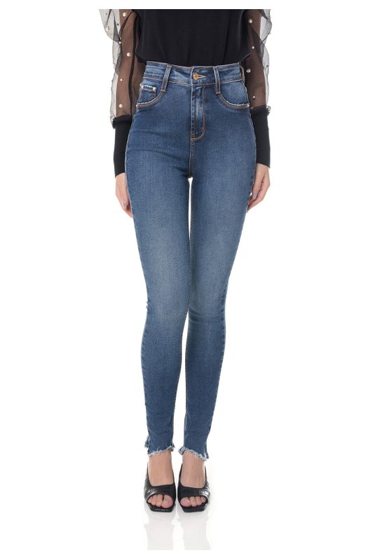 dz3653 re calca jeans feminina skinny hot pants com barra irregular denim zero frente prox