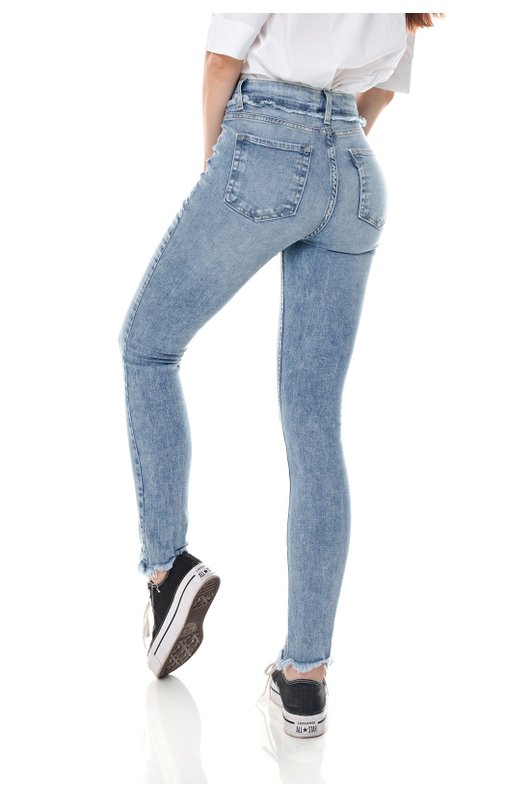 dz3652 com calca jeans feminina skinny media cigarrete com recorte frontal denim zero costas prox