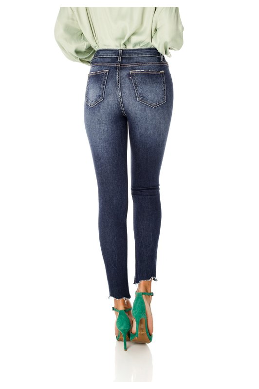 dz3596 re calca jeans feminina skinny media cigarrete barra irregular denim zero costas prox