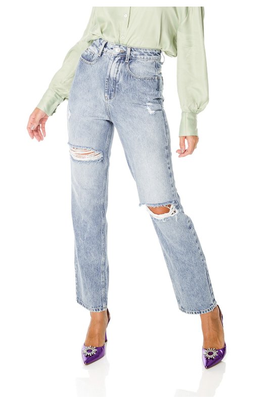 dz3691 alg calca jeans feminina dad pants com rasgos denim zero frente prox