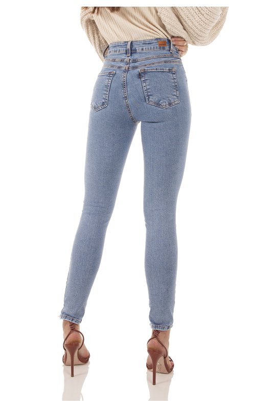 dz3605 com calca jeans feminina skinny media cigarrete com puidos denim zero costas prox