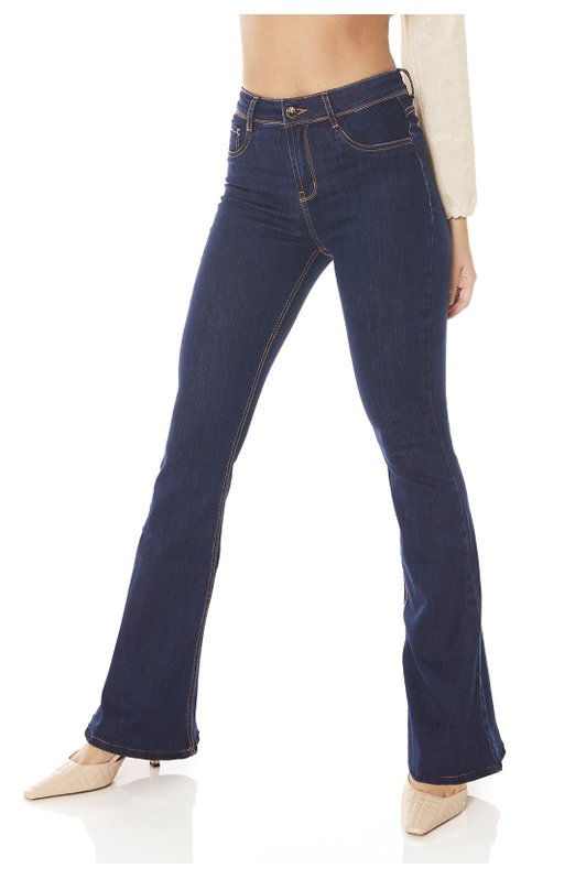 dz3814 com calca jeans feminina flare media tradicional denim zero frente prox