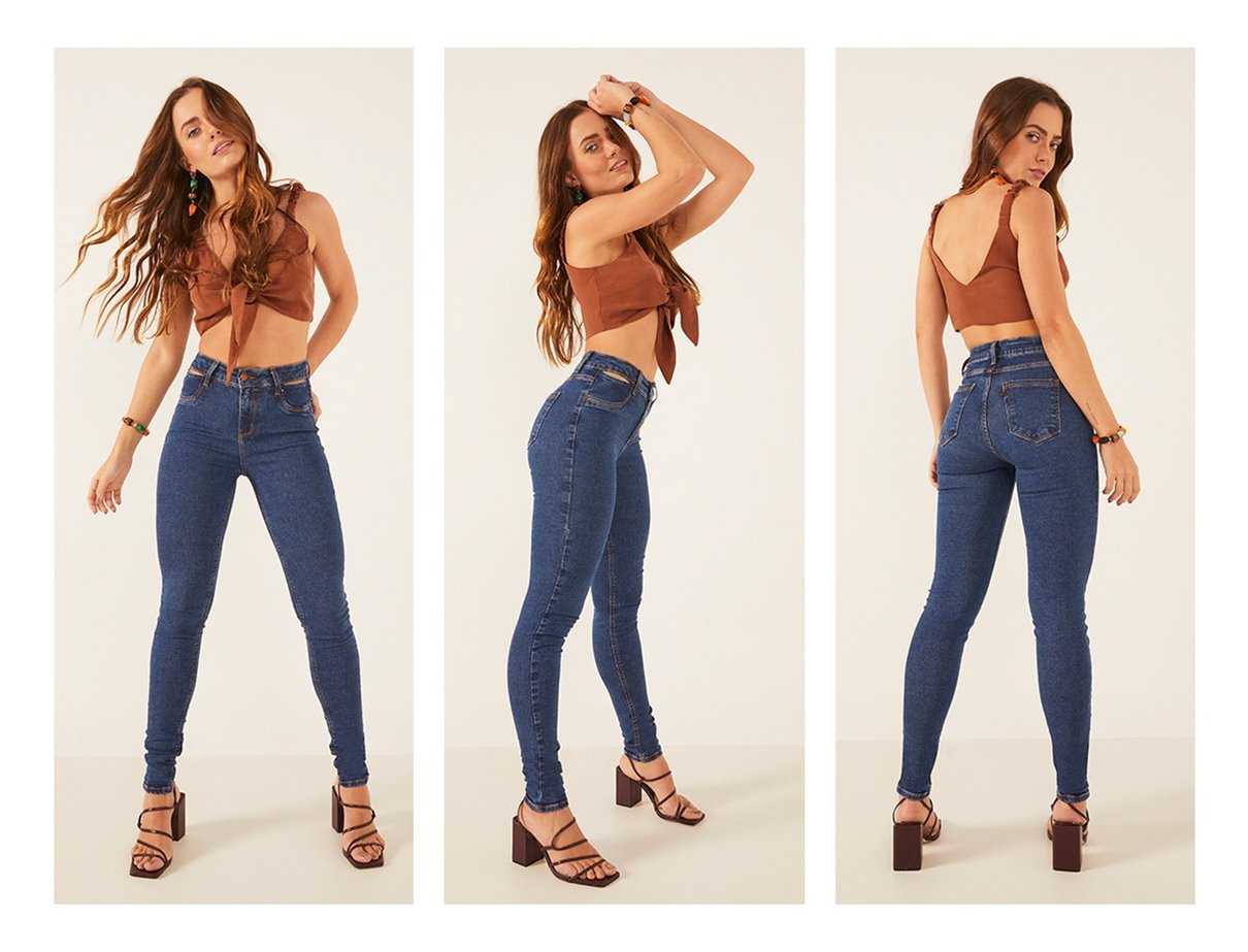 dz3890 re calca jeans feminina skinny media tradicional denim zero trio crop