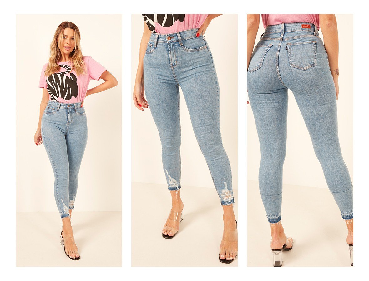 dz3938 com calca jeans femina skinny media cropped com puidos na barra denim zero trio