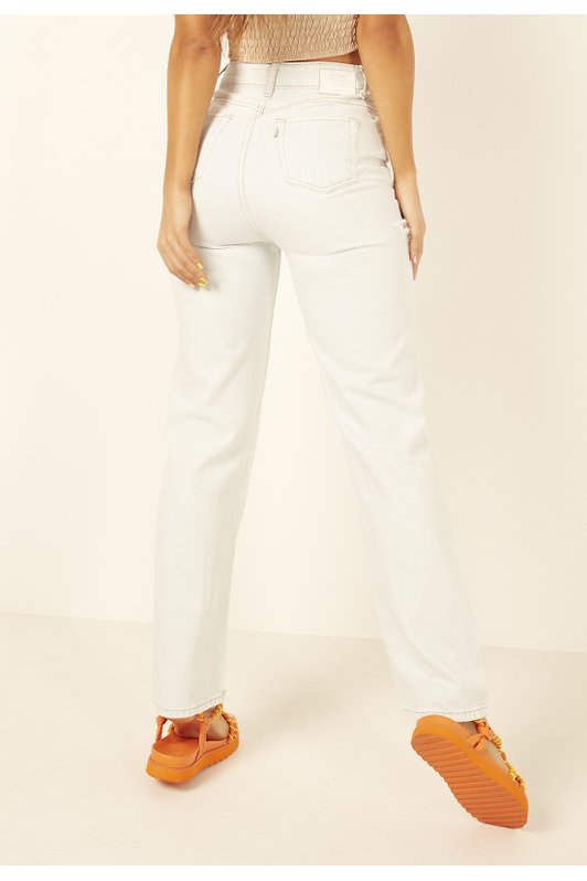 dz3950 alg calca jeans feminina dad pants com rasgos na lateral denim zero costas prox